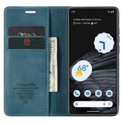 Google Pixel 7 CaseMe Retro solidus atverčiamas žalias odinis dėklas - knygutė | Priedai.lt