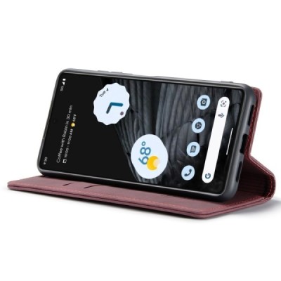Google Pixel 7 CaseMe Retro solidus atverčiamas bordo odinis dėklas - knygutė | Priedai.lt