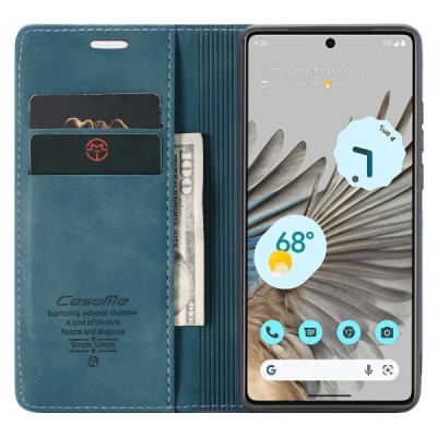 Google Pixel 7 Pro CaseMe Retro solidus atverčiamas žalias odinis dėklas - knygutė | Priedai.lt