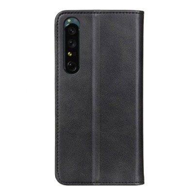 Sony Xperia 1 V „Split“ juodas odinis atverčiamas dėklas - knygutė | Priedai.lt