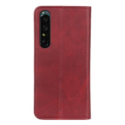 Sony Xperia 1 V „Split“ raudonas odinis atverčiamas dėklas - knygutė | Priedai.lt