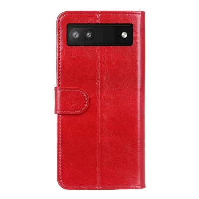Google Pixel 7A atverčiamas raudonas odinis dėklas, knygutė - piniginė | Priedai.lt