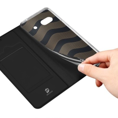 „Dux Ducis“ Skin serijos Google Pixel 7A juodas odinis atverčiamas dėklas | Priedai.lt