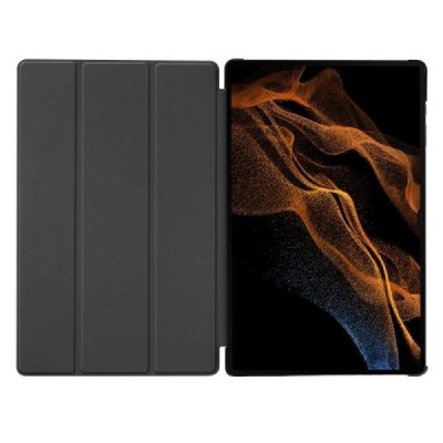Samsung Galaxy Tab S9 Ultra 14.6" (X910) atverčiamas juodas odinis dėklas - knygutė (sulankstomas) | Priedai.lt