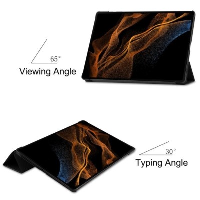 Samsung Galaxy Tab S9 Ultra 14.6" (X910) atverčiamas juodas odinis dėklas - knygutė (sulankstomas) | Priedai.lt