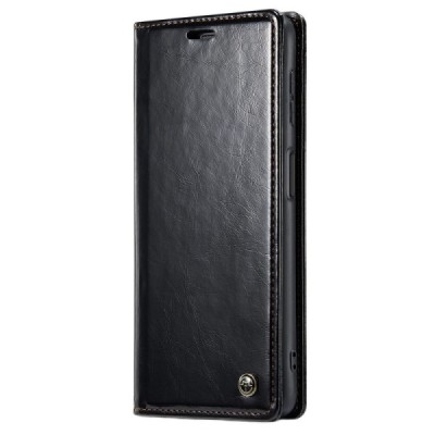 Samsung Galaxy A23 5G (SM-A236B, SM-M236B, SM-E236B) „CaseMe“ Leather solidus atverčiamas juodas odinis dėklas - knygutė | Pried