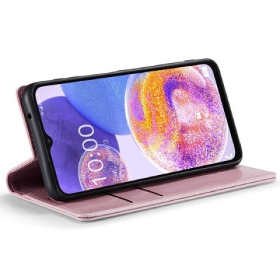 Samsung Galaxy A23 5G (SM-A236B, SM-M236B, SM-E236B) „CaseMe“ Leather solidus atverčiamas rožinis odinis dėklas - knygutė | Prie