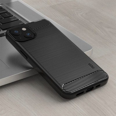 Apple iPhone 13 „Mofi“ Carbon kieto silikono TPU juodas dėklas - nugarėlė | Priedai.lt