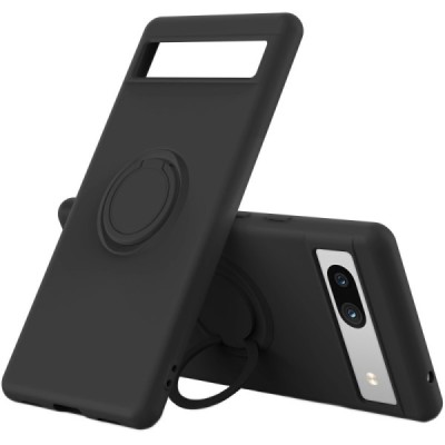Google Pixel 7A „Ring“ Kickstand (TPU) juodas dėklas - nugarėlė | Priedai.lt