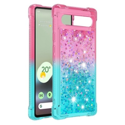 Google Pixel 7A Shine kieto silikono TPU mėlynas rožinis dėklas - nugarėlė | Priedai.lt