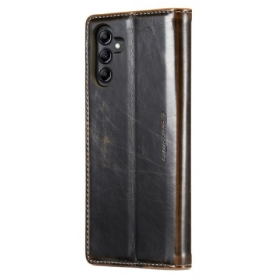 Samsung Galaxy A34 5G (SM-A346E) „CaseMe“ Leather solidus atverčiamas rudas odinis dėklas - knygutė | Priedai.lt