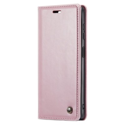 Samsung Galaxy A34 5G (SM-A346E) „CaseMe“ Leather solidus atverčiamas rožinis odinis dėklas - knygutė | Priedai.lt