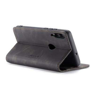 Huawei P smart 2019 (Honor 10 Lite) CaseMe Retro solidus atverčiamas juodas odinis dėklas - knygutė | Priedai.lt