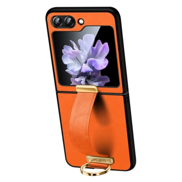 „Sulada“ Leather Kickstand kaaned - oranž (Galaxy Flip5)