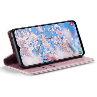 Samsung Galaxy A14 5G (SM-A146B) „CaseMe“ Leather solidus atverčiamas rožinis odinis dėklas - knygutė | Priedai.lt
