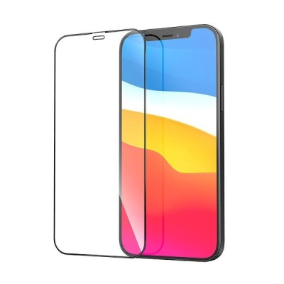 Apple iPhone 12 (iPhone 12 Pro) „Guardian“ 9H Tempered Glass sustiprintos apsaugos juodas pilnai dengiantis apsauginis ekrano st
