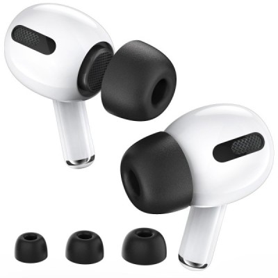 „AhaStyle“ WG AirPods Pro (Pro 2) silikoniai juodi ausinių antgaliai | Priedai.LT