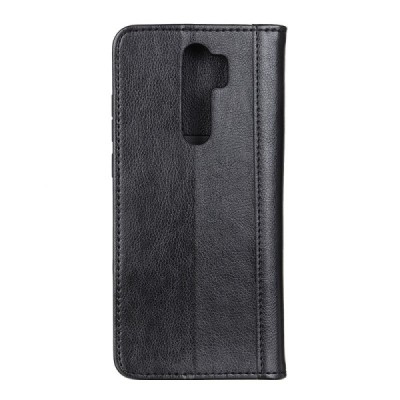 Xiaomi Redmi 9 juodas odinis atverčiamas dėklas - knygutė su magnetu | Priedai.lt