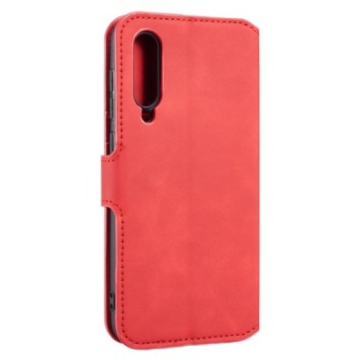 Xiaomi Mi 9 SE atverčiamas raudonas odinis retro dėklas - piniginė | Priedai.lt