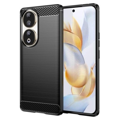 Huawei Honor 90 „Carbon“ kieto silikono TPU juodas dėklas - nugarėlė | Priedai.lt