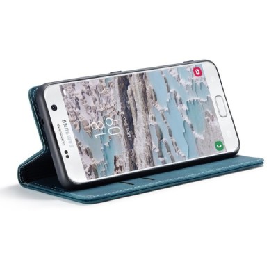 Samsung Galaxy S7 (G930) CaseMe Retro solidus atverčiamas žalias odinis dėklas - knygutė | Priedai.lt