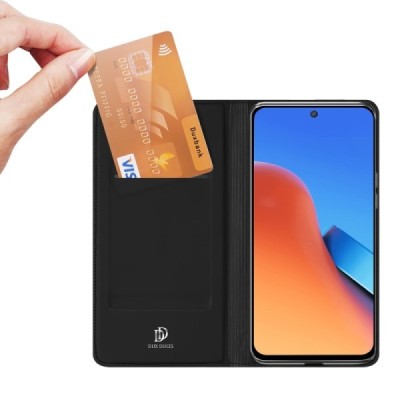 „Dux Ducis“ Skin serijos Xiaomi Redmi 12 4G 5G juodas odinis atverčiamas dėklas | Priedai.lt