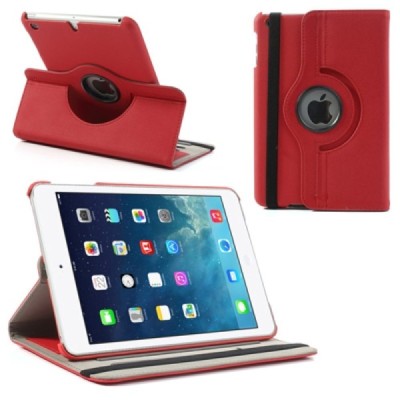 Apple iPad Mini 1 / 2 / 3 atverčiamas, sukiojamas 360 laipsnių, raudonas medžiaginis dėklas - stovas / Priedai.lt