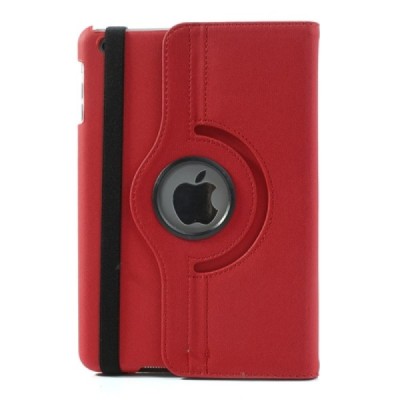 Apple iPad Mini 1 / 2 / 3 atverčiamas, sukiojamas 360 laipsnių, raudonas medžiaginis dėklas - stovas / Priedai.lt