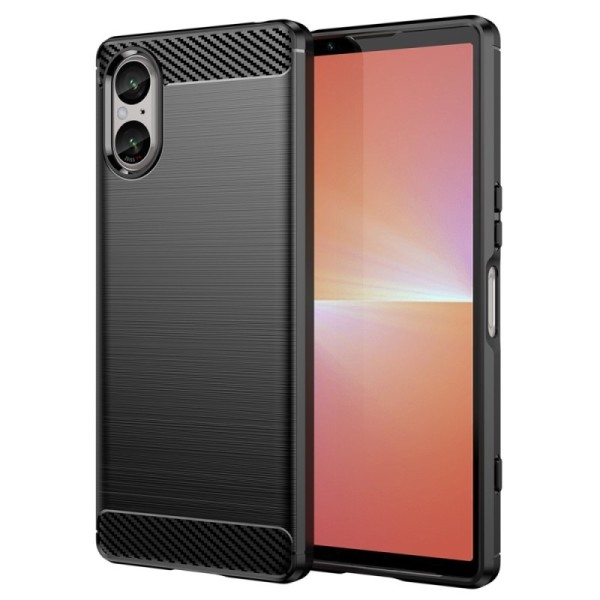 „Carbon“ Kõva silikoon (TPU) kaaned - must (Xperia 5 V)