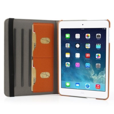 Apple iPad Mini 1 / 2 / 3 atverčiamas, sukiojamas 360 laipsnių, oranžinis medžiaginis dėklas - stovas / Priedai.lt
