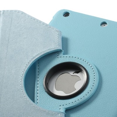 Apple iPad Mini 1 / 2 / 3 atverčiamas, sukiojamas 360 laipsnių, šviesiai mėlynas odinis dėklas - stovas / Priedai.lt