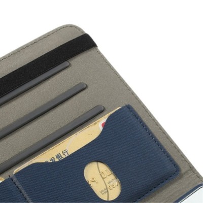 Apple iPad Mini 1 / 2 / 3 atverčiamas, sukiojamas 360 laipsnių, tamsiai mėlynas medžiaginis dėklas - stovas / Priedai.lt