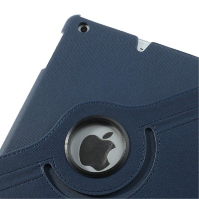 Apple iPad Mini 1 / 2 / 3 atverčiamas, sukiojamas 360 laipsnių, tamsiai mėlynas medžiaginis dėklas - stovas / Priedai.lt