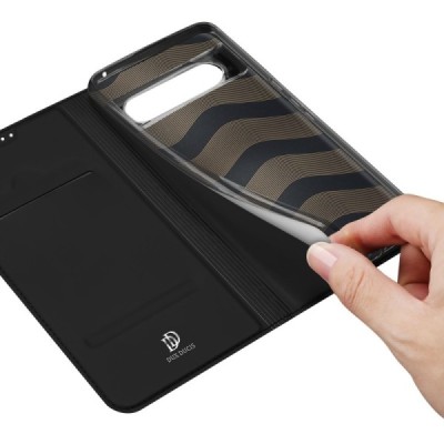 „Dux Ducis“ Skin serijos Google Pixel 8 juodas odinis atverčiamas dėklas | Priedai.lt