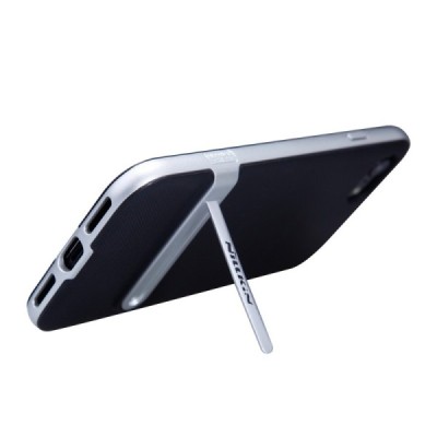 Nillkin Youth Kickstand sustiprintos apsaugos Apple iPhone 7 (iPhone 8) juodas sidabrinis kieto silikono (TPU) ir plastiko dėkla