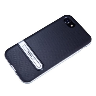 Nillkin Youth Kickstand sustiprintos apsaugos Apple iPhone 7 (iPhone 8) juodas sidabrinis kieto silikono (TPU) ir plastiko dėkla