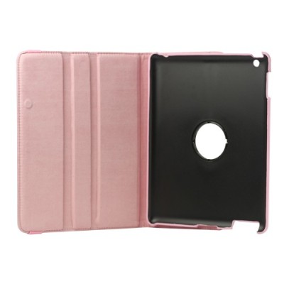 Apple iPad 2, 3, 4 atverčiamas, sukiojamas 360 laipsnių, rožinis odinis dėklas - stovas / Priedai.lt