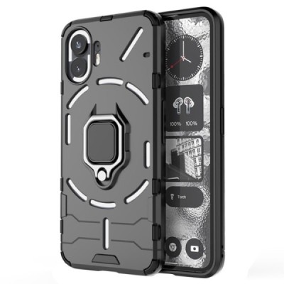 Sustiprintos apsaugos „Kickstand“ Nothing Phone 2 juodas kieto silikono (TPU) ir plastiko dėklas | Priedai.lt
