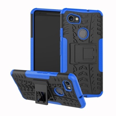 Sustiprintos apsaugos „Kickstand“ Google Pixel 2 XL juodos ir mėlynos spalvos kieto silikono (TPU) ir plastiko dėklas | Priedai.