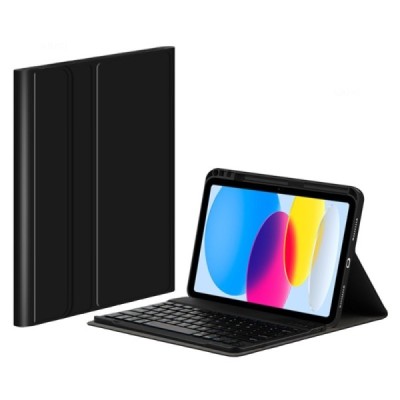 Apple iPad 11 2025, iPad 10.9 2022 must klapiga nahkümbris Bluetooth-juhtmevaba klaviatuuriga | Priedai.lt