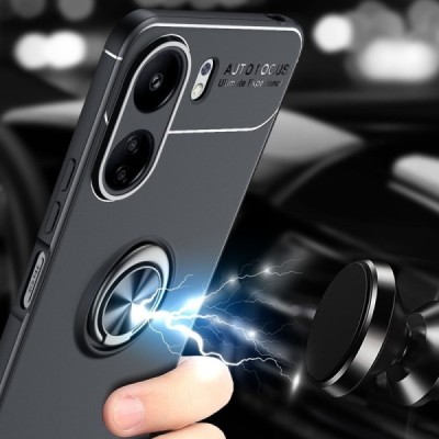 Xiaomi Redmi 13C (Poco C65) „FOCUS“ Kickstand kieto silikono TPU juodas dėklas - nugarėlė | Priedai.lt