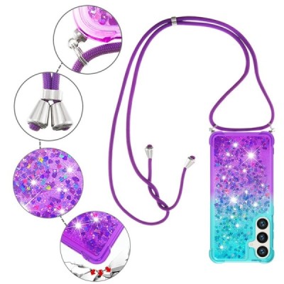 Samsung Galaxy S24 (SM-S921) „Strap“ Shine kieto silikono TPU mėlynas violetinis dėklas - nugarėlė | Priedai.lt