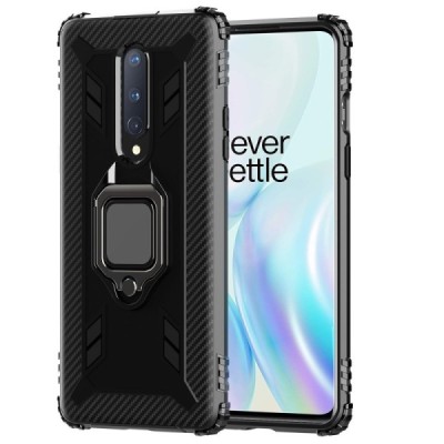 Sustiprintos apsaugos „Kickstand“ OnePlus 8 juodas kieto silikono (TPU) ir plastiko dėklas | Priedai.lt