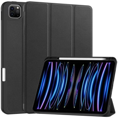 Apple iPad Pro 11 (2025) / 11 (2024) atverčiamas juodas odinis dėklas - knygutė su vieta liestukui | Priedai.lt