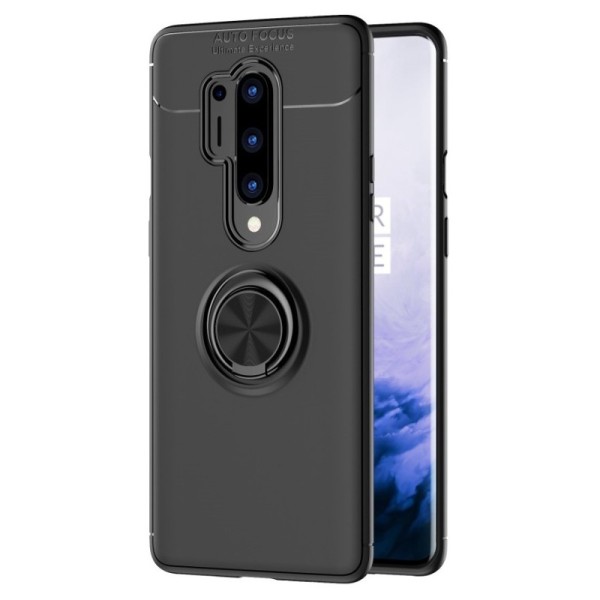 „FOCUS“ Kickstand Kõva silikoon (TPU) kaaned - must (OnePlus 8 Pro)