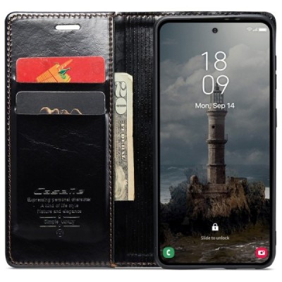 Samsung Galaxy A55 5G (SM-A556) CaseMe Leather tahke nahk kaaned - must | Priedai.lt