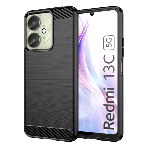 "Carbon" kõva silikoon (TPU) ümbris – must (Redmi 13C / Poco C65)