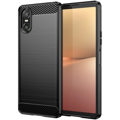 Sony Xperia 10 VI "Carbon" kõva silikoon (TPU) tagakaane must - ümbris | Priedai.lt
