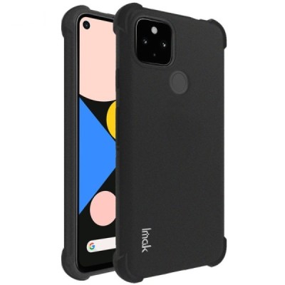 Google Pixel 4A 5G „Imak“  tugevdatud kaitse kõvast silikoonist (TPU) ümbris - must + kaitsev ekraanikile | Priedai.lt