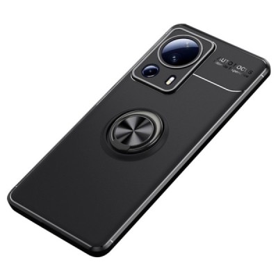Xiaomi 13 Lite „FOCUS“ Kickstand kõvast silikoonist TPU must ümbris - taga | Priedai.lt